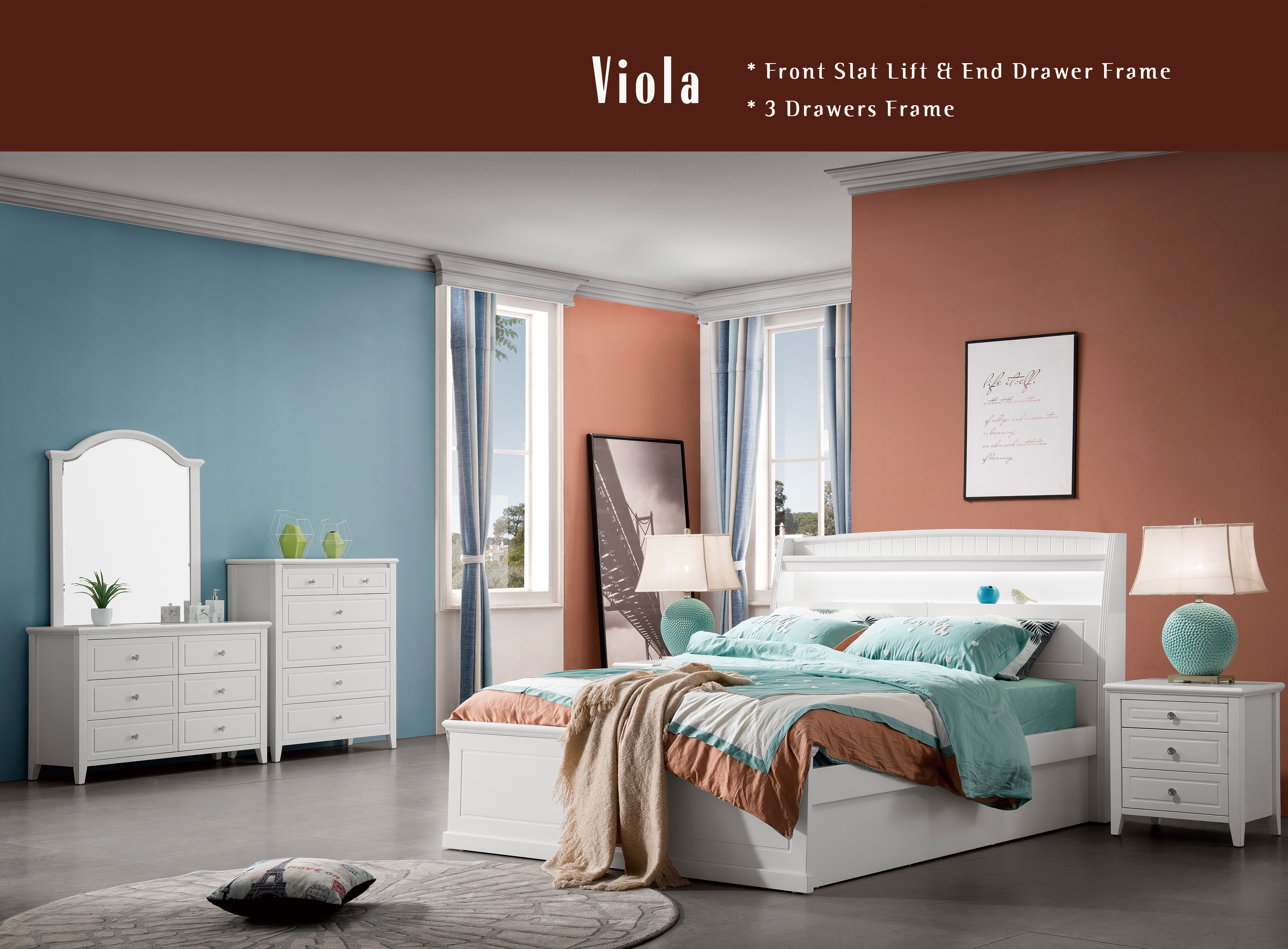 White timber on sale bed frame